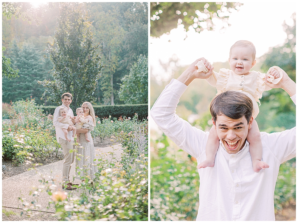 Family session with twin babies at Brookside Gardens