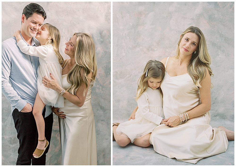 Family in studio for a maternity session