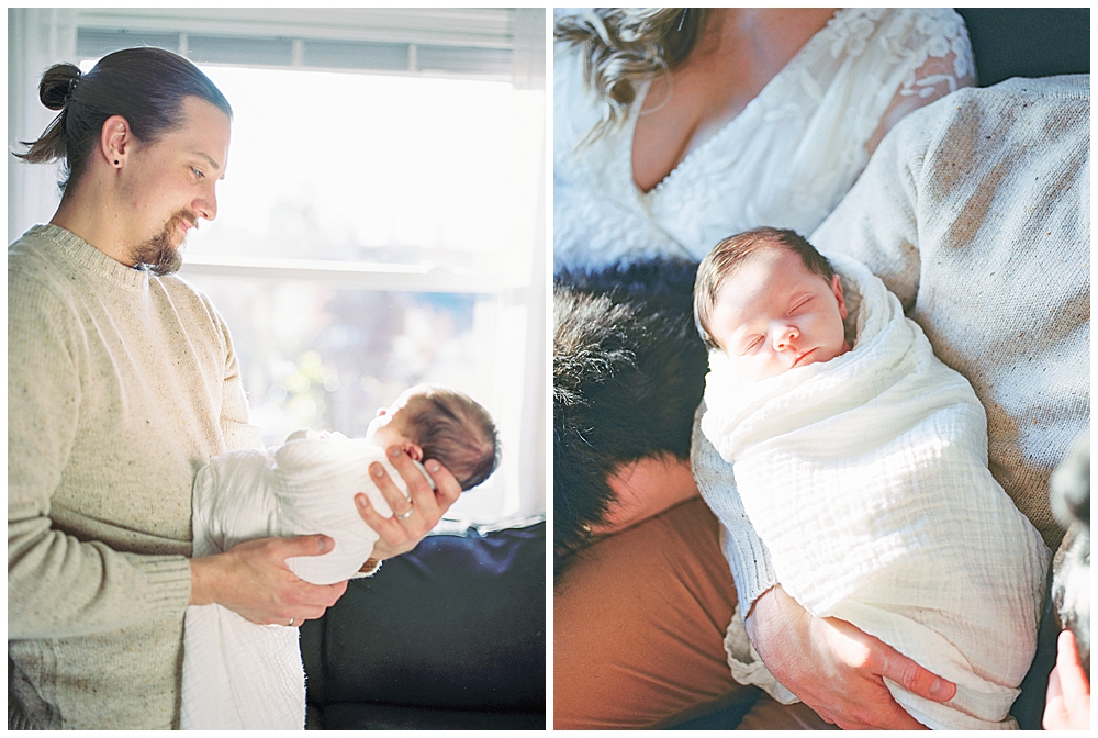 A newborn session photographed on film in Northern Virginia