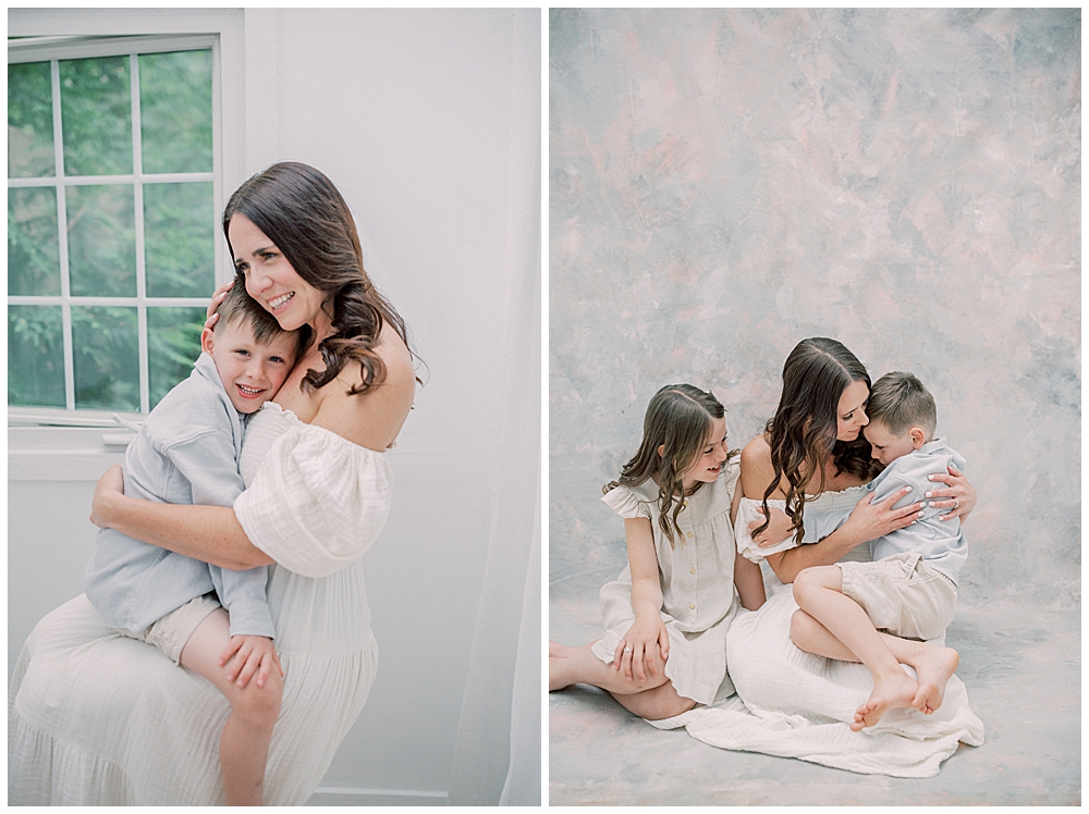 a mama and me studio session outsider of Washington DC with two kids