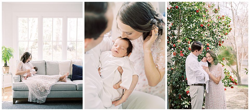 An Arlington newborn session photographed both indoors and outdoors, photographed by Arlington Newborn Photographer Marie Elizabeth Photography.