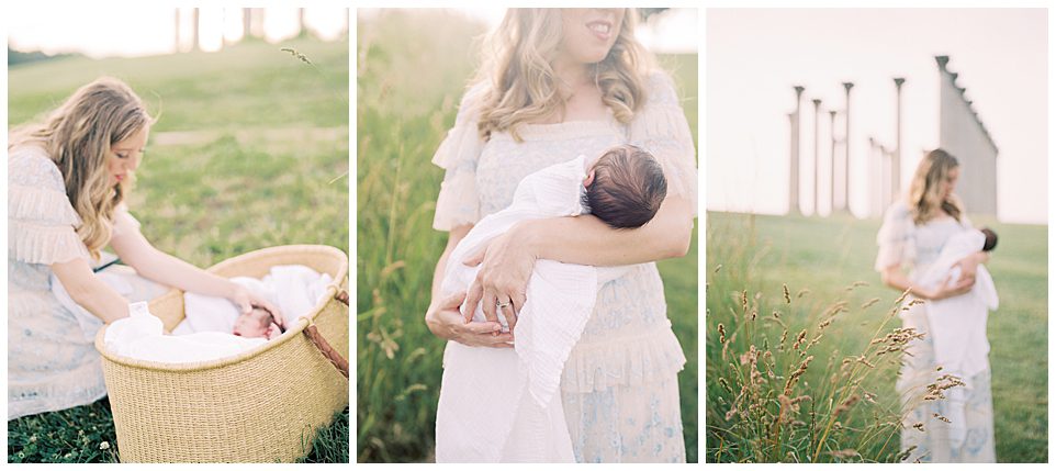 An outdoor newborn session at the National Arboretum.