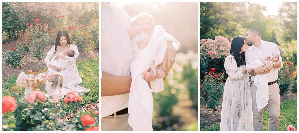 A collage of images from an outdoor newborn session for this blog post about Northern Virginia doulas.