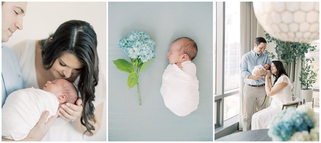 A set of three images from a Georgetown newborn session photographed by Marie Elizabeth Photography.