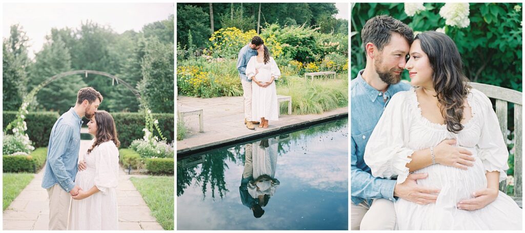Maryland photoshoot locations - collage of 3 images from maternity photo session at Brookside Gardens 